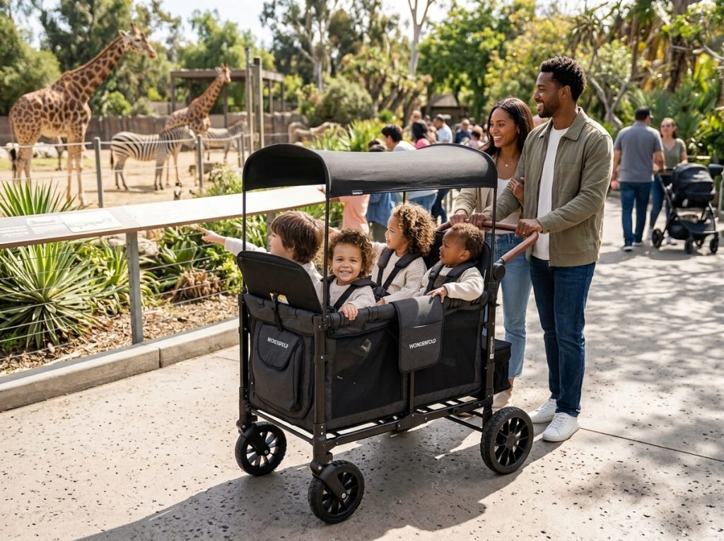 WonderFold W4 Luxe Quad Stroller Wagon