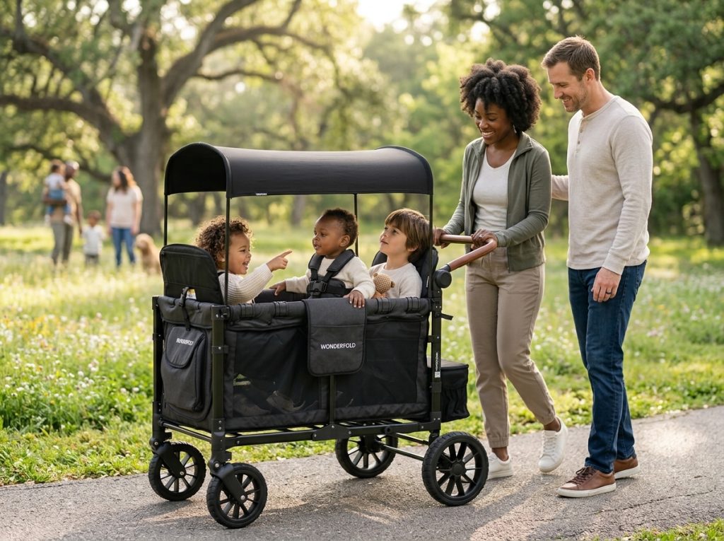 WonderFold W4 Luxe Quad Stroller Wagon