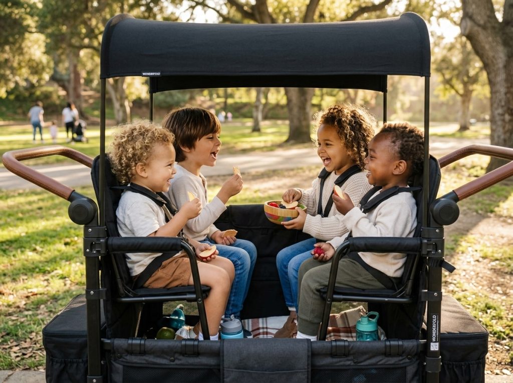 WonderFold W4 Luxe Quad Stroller Wagon