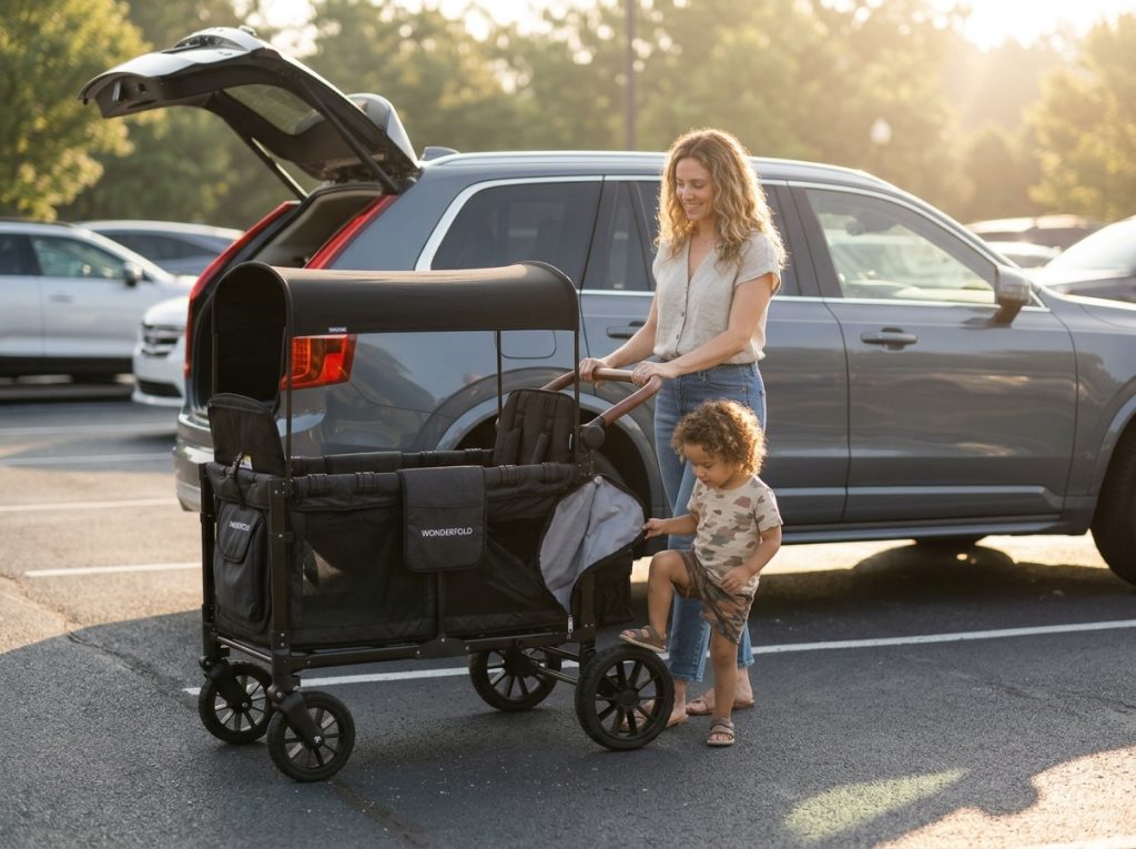 WonderFold W4 Luxe Quad Stroller Wagon