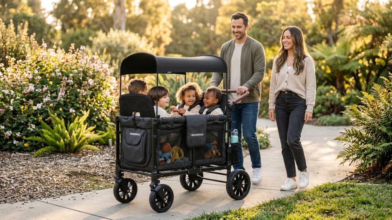 WonderFold W4 Luxe quad stroller wagon