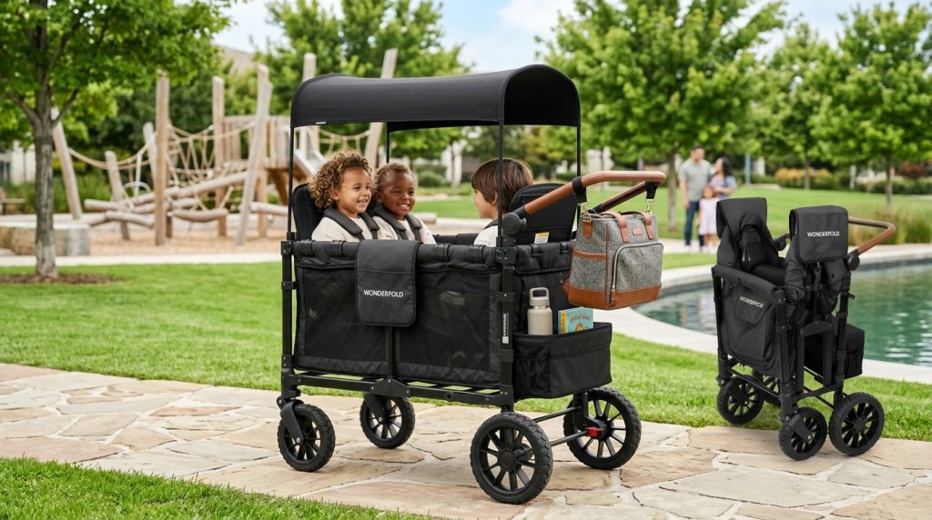 WonderFold W4 Luxe Quad Stroller Wagon