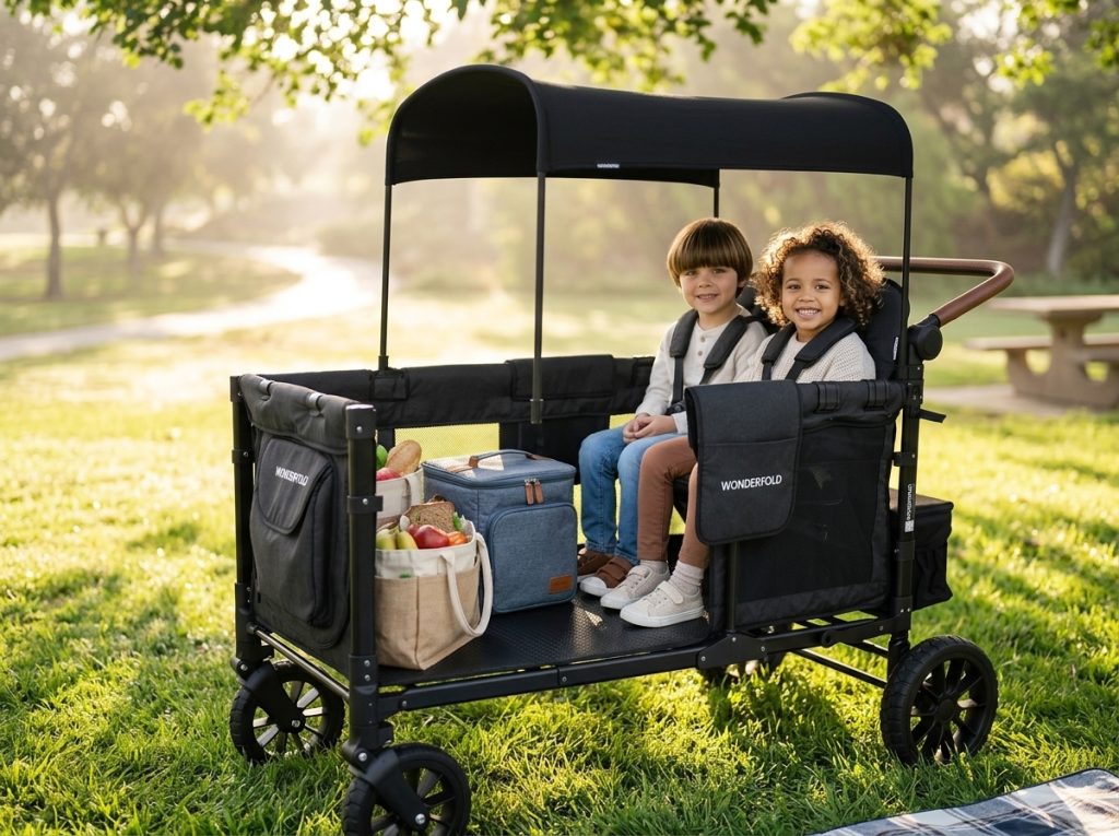 WonderFold W4 Luxe Quad Stroller Wagon